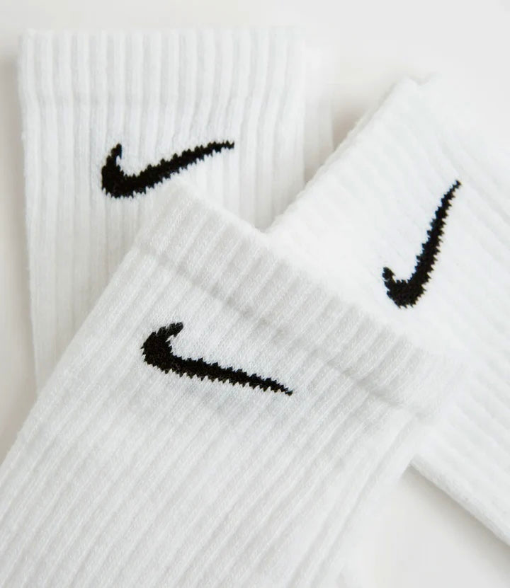 NIKE COTTON CUSHION CREW SOCK - 3 PACK White & Black