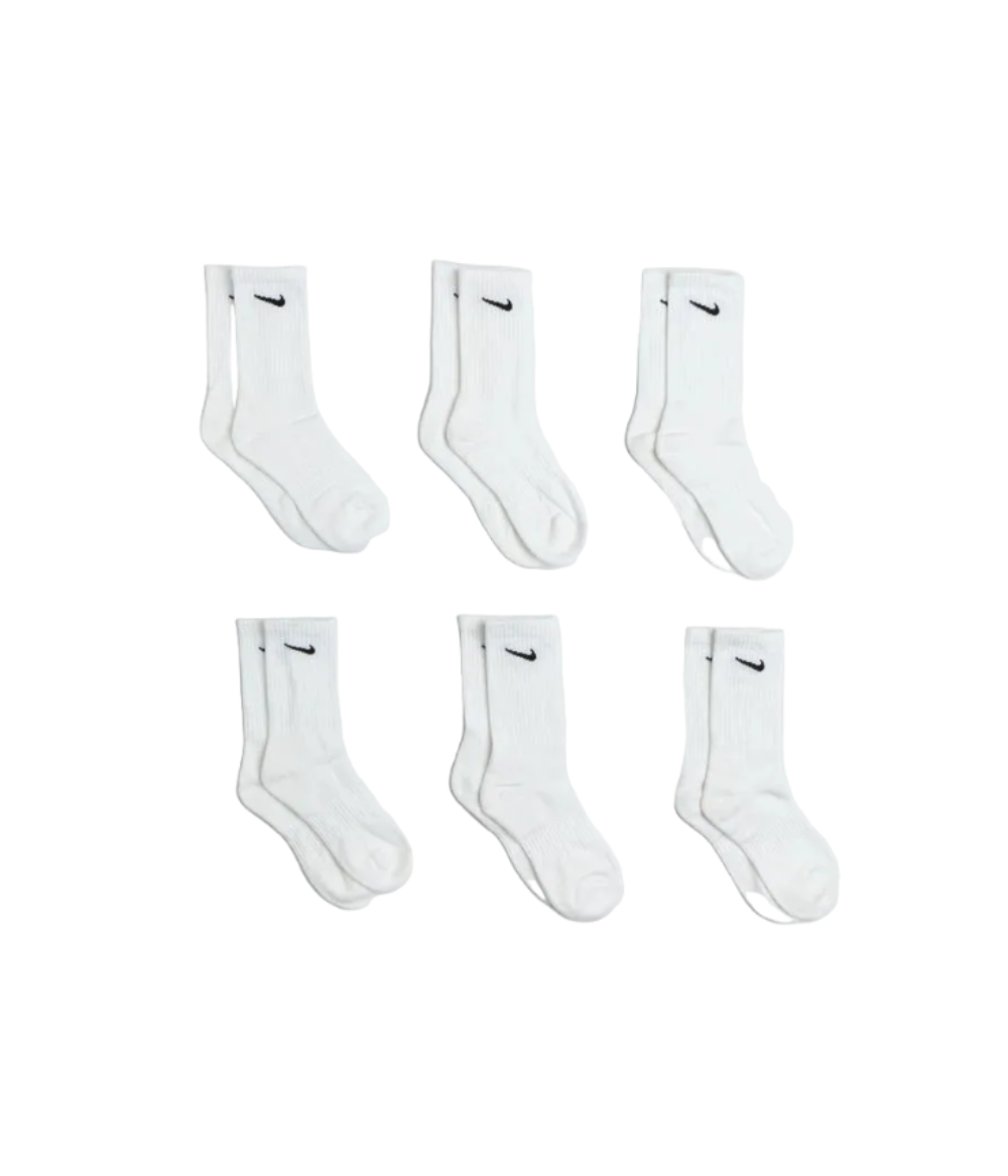 NIKE COTTON CUSHION CREW SOCK - 6 PACK White & Black