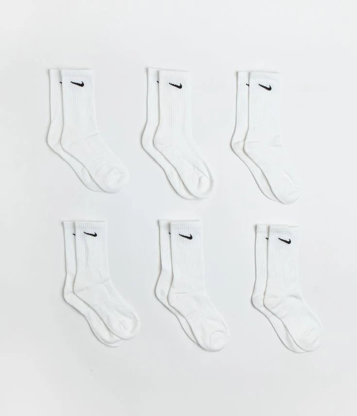 NIKE COTTON CUSHION CREW SOCK - 3 PACK White & Black