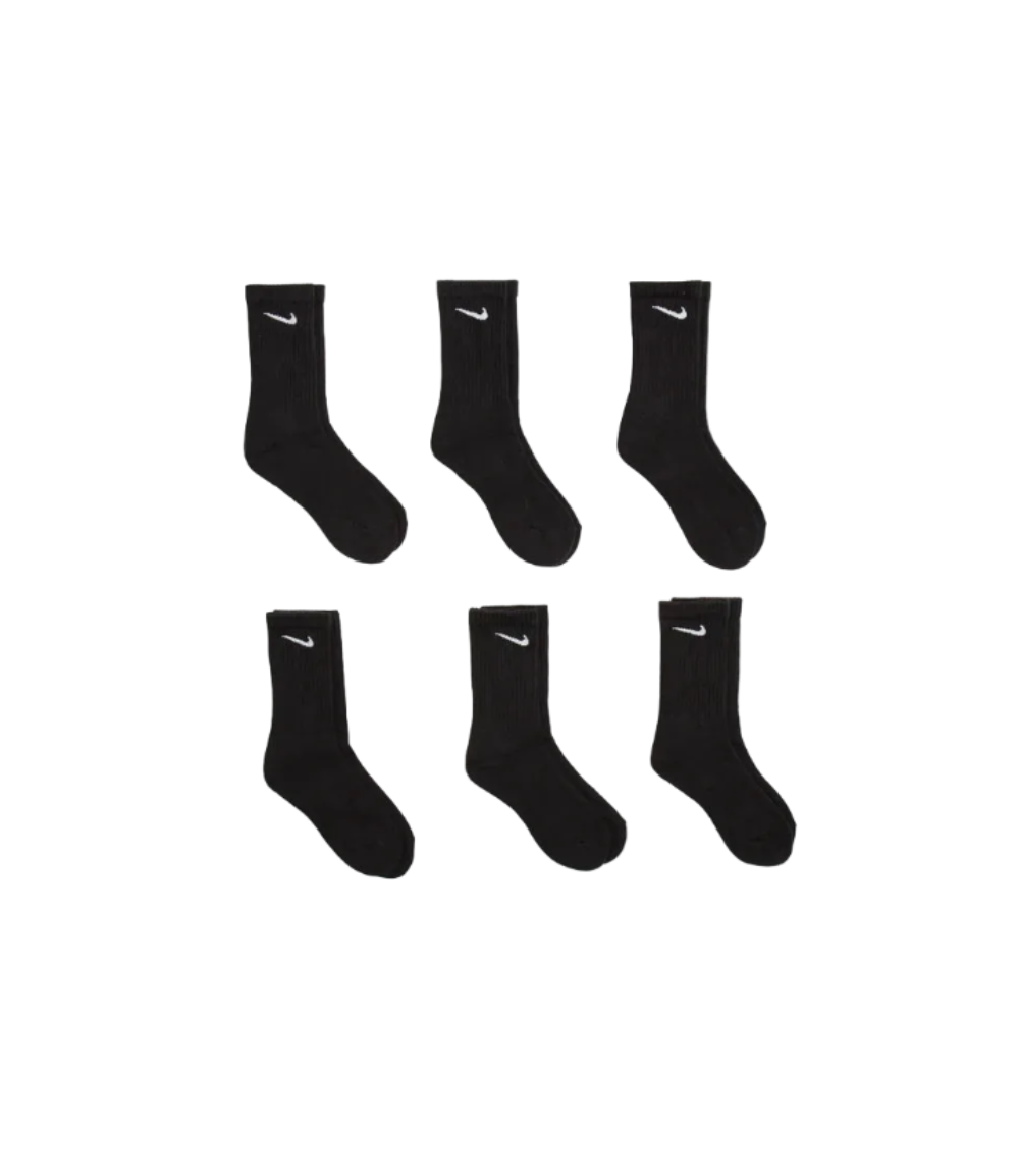 NIKE COTTON CUSHION CREW SOCK - 6 PACK Black & White