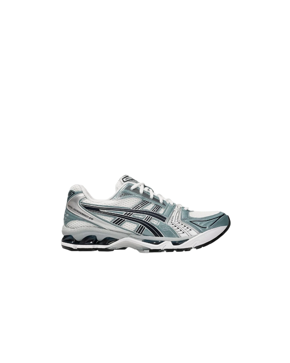 ASICS Gel-Kayano 14 rendered "White/Fjord Grey"