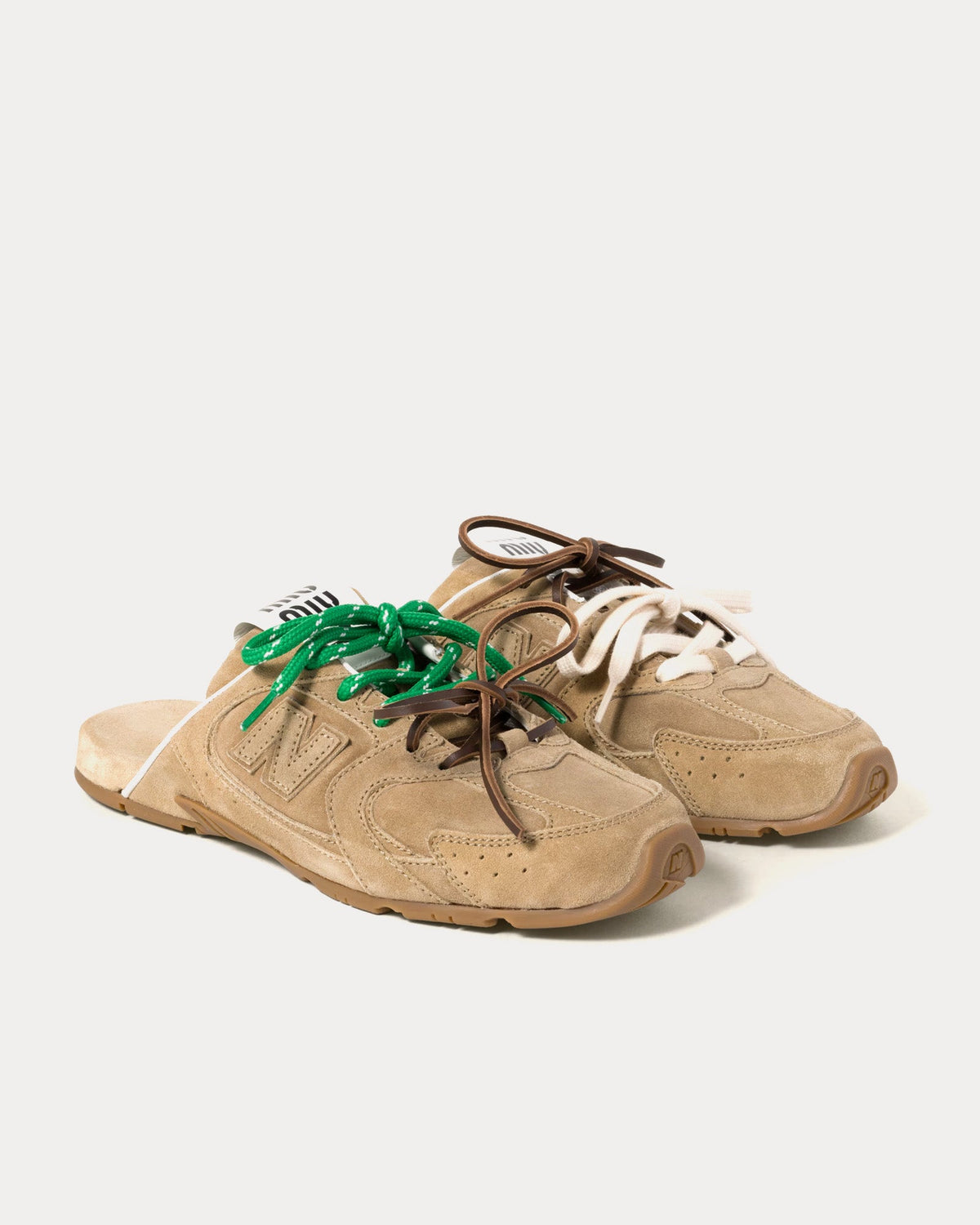 New Balance 530 SL Miu Miu "Faded Suede Mule in "Ecru"