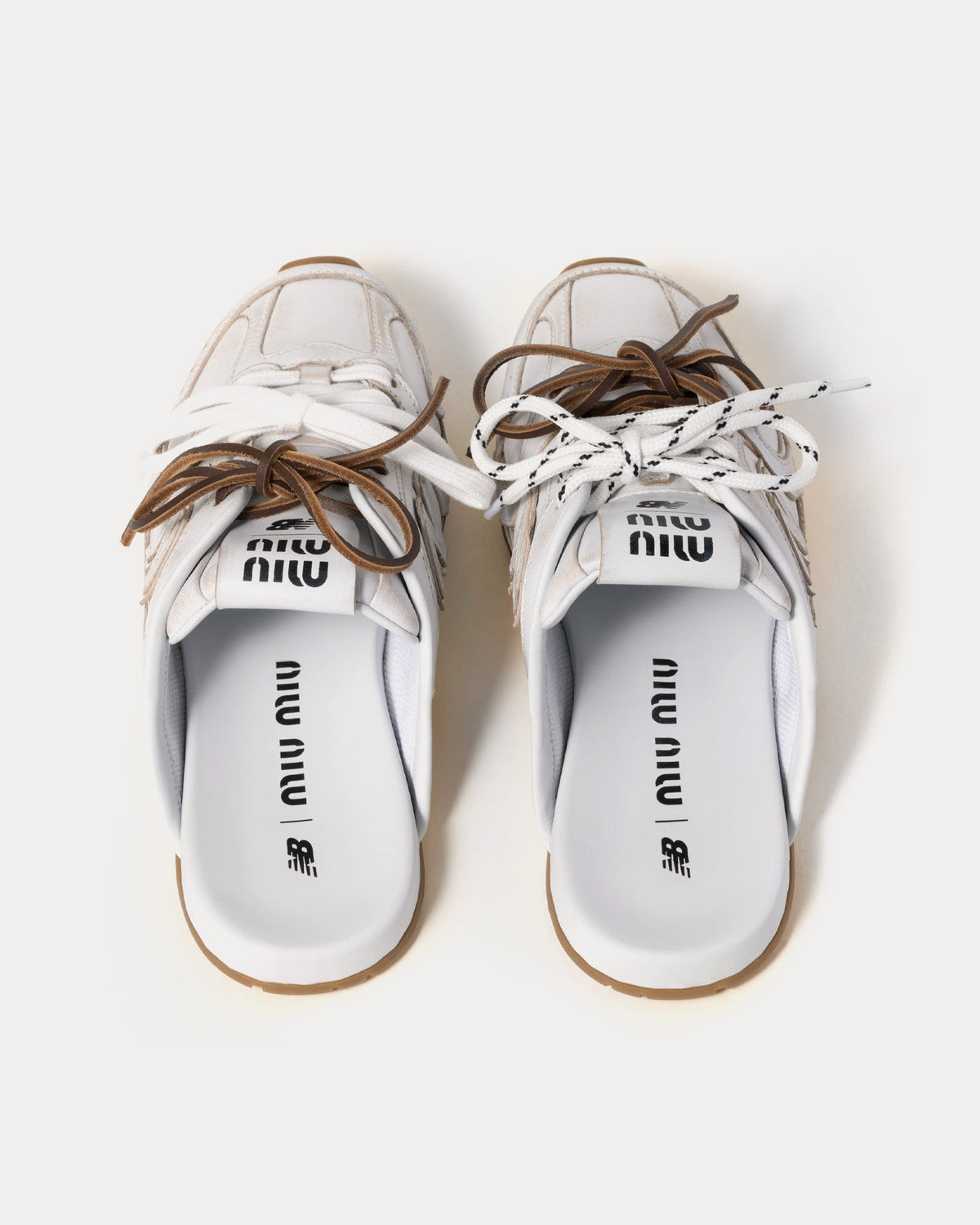 New Balance 530 SL x Miu Miu distressed-effect Mule in "White"