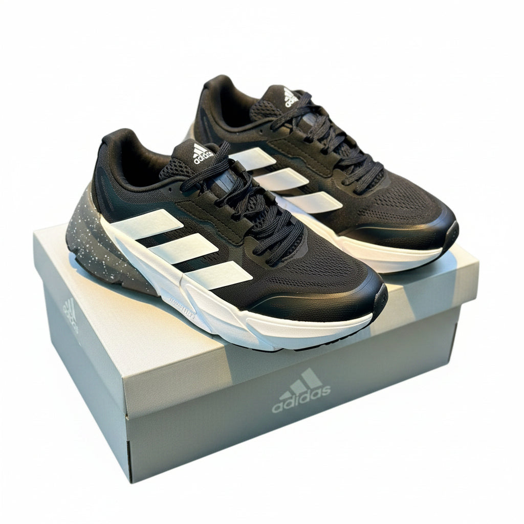 Adidas Adistar black & white with a speckled grey midsole
