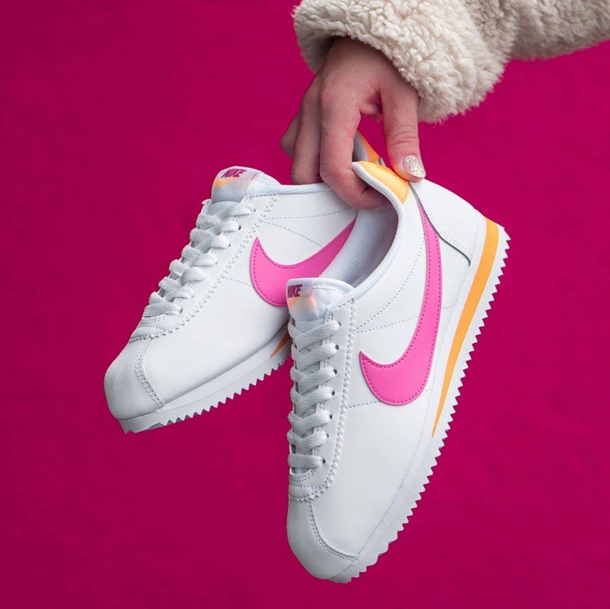 Nike Classic Cortez "White laser fuchsia and laser orange"