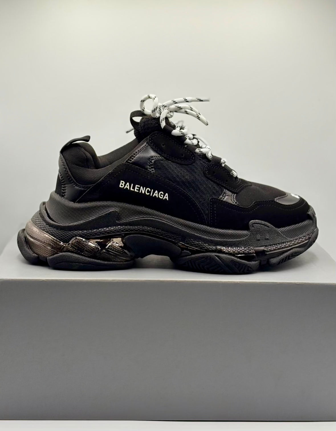Balenciaga Triple S Clear Sole Sneaker in "black"