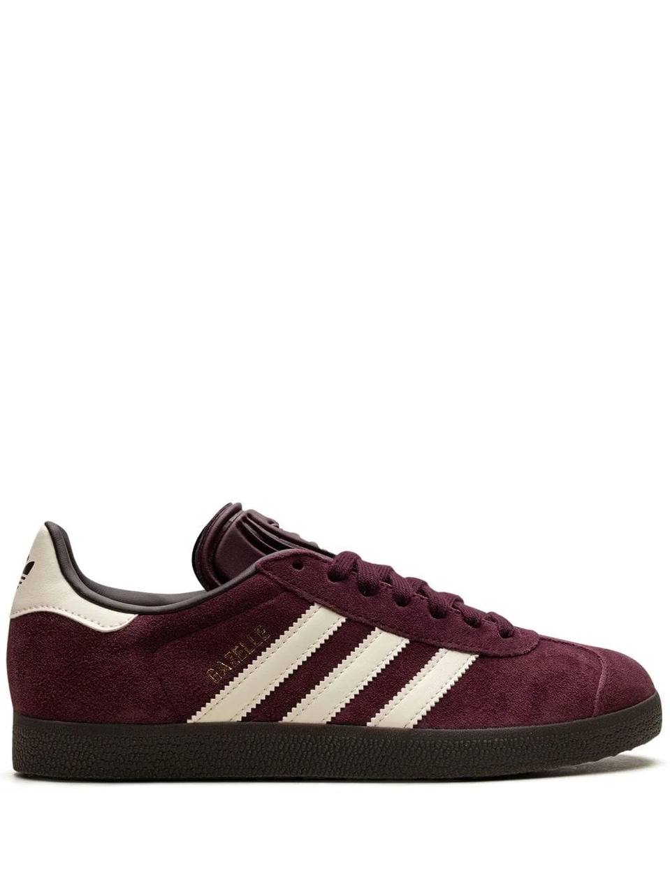 Adidas Gazelle "maroon suede with chalk white stripes"