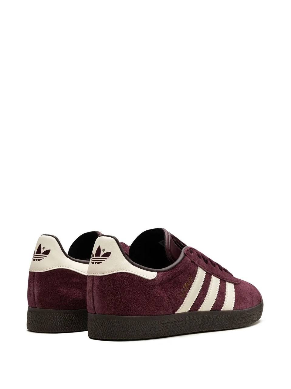Adidas Gazelle "maroon suede with chalk white stripes"