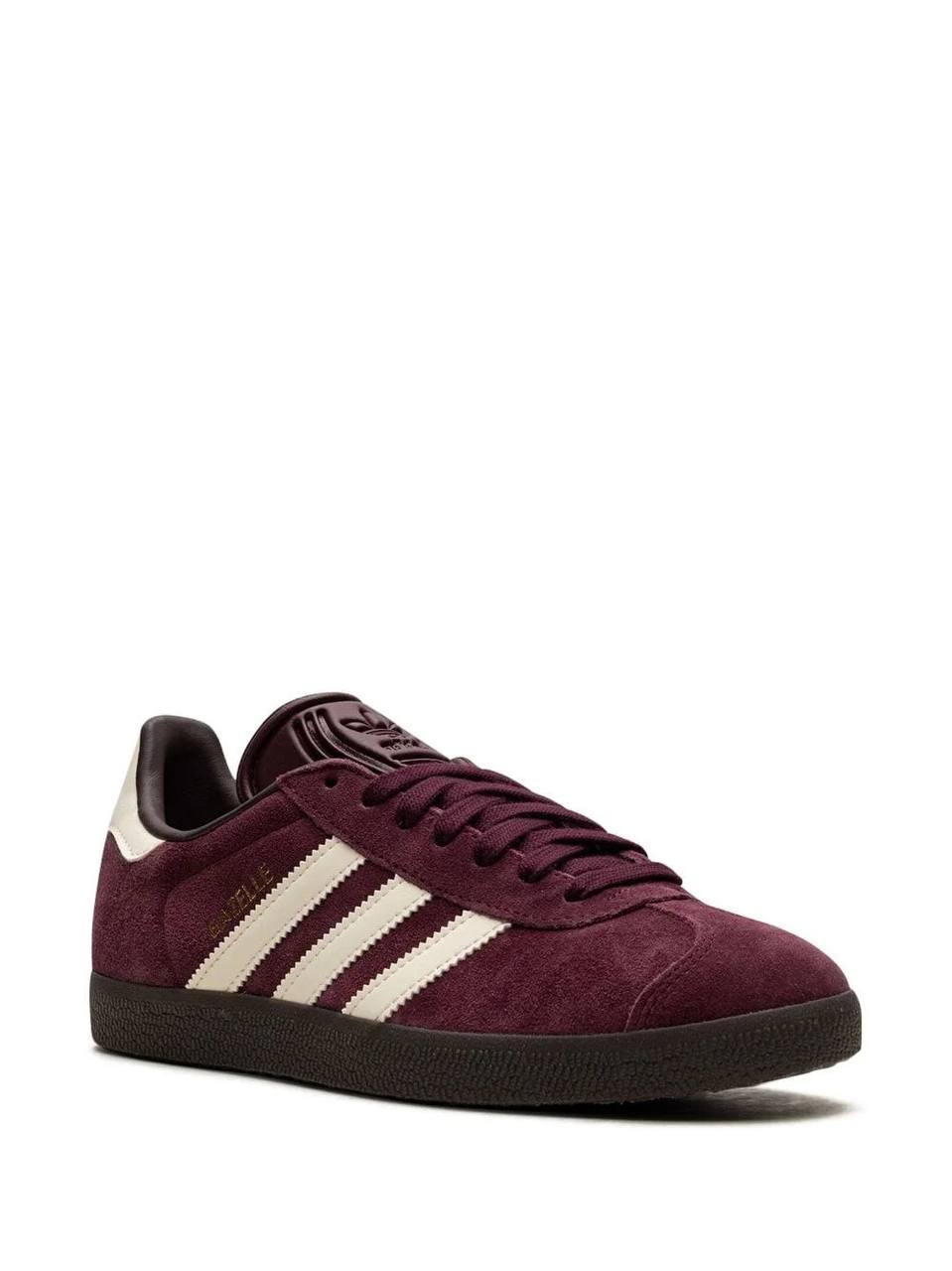 Adidas Gazelle "maroon suede with chalk white stripes"
