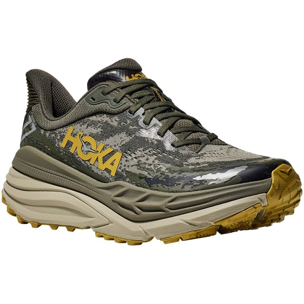 Hoka Stinson 7 colorway is identified as Olive Haze-Forest Cover.