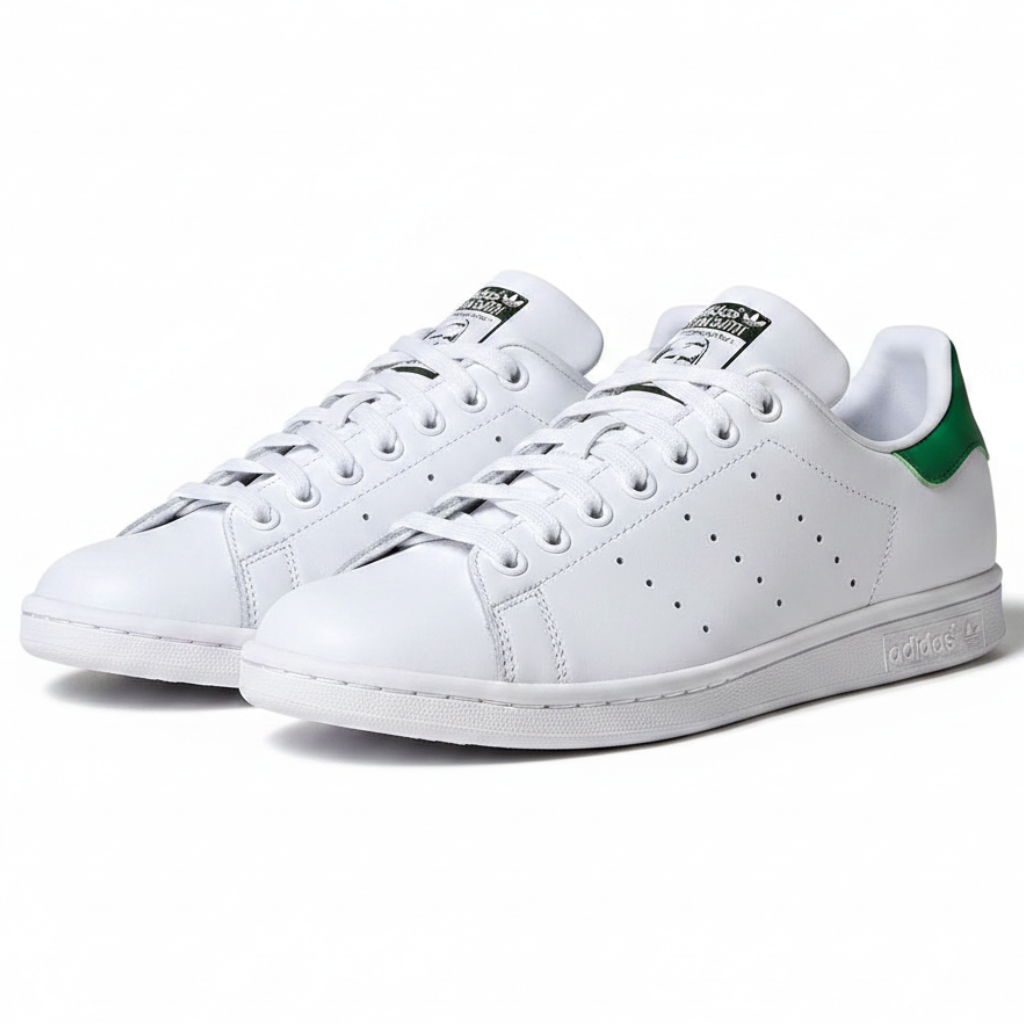 Adidas Stan Smith White Green Heel Pair