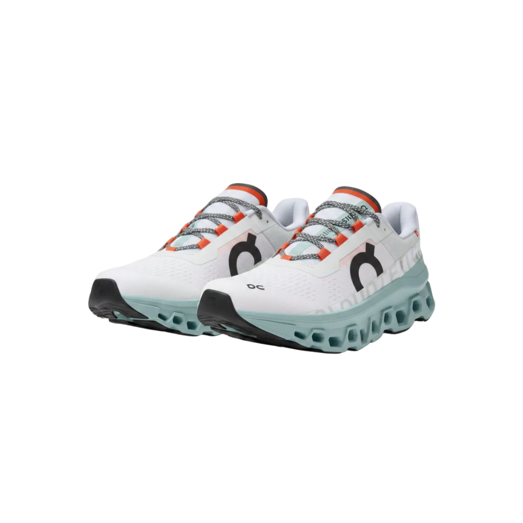 On Running Cloudmonster White Mint Orange Pair